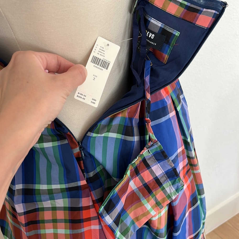 Anthropologie Maeve Plaid A-Line Silk Blend Mini Retro Dress - Picture 9 of 11
